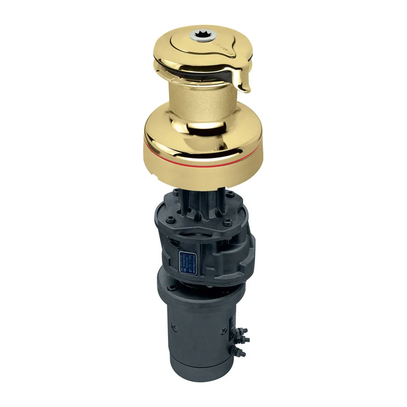 Harken 50.2STEBBB24V 50 Self Tailing Electric 24V Polished Bronze Vert with DF Ctrl Box Winch