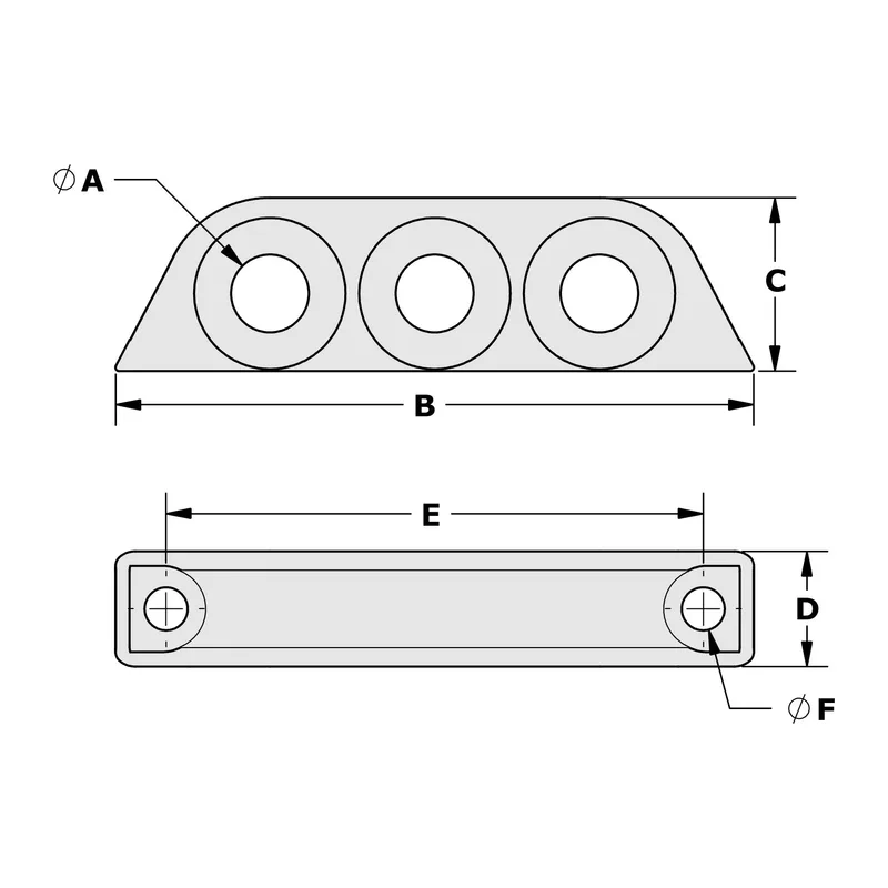 Tylaska TY7012-3 12mm Triple Hole Bolt-down Fairlead