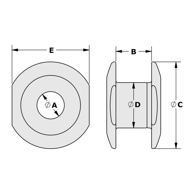 Tylaska TY2810-22 Two-Piece 10mm Rope Bushing 16-22mm