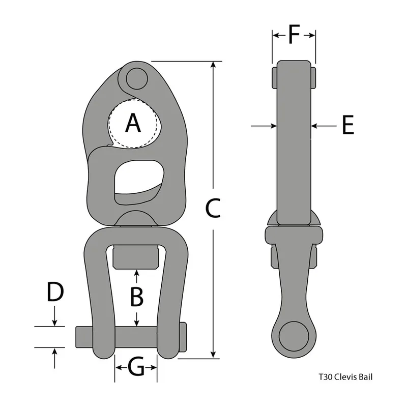 Tylaska TY1030-CR-MB T30 Clevis Bail Trigger Snap Shackle – Martin Breaker