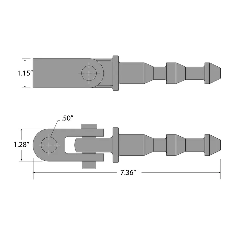 Tylaska TY2340-DP Reaching Strut Inboard End, 1/2″x2 1/2″ Pin