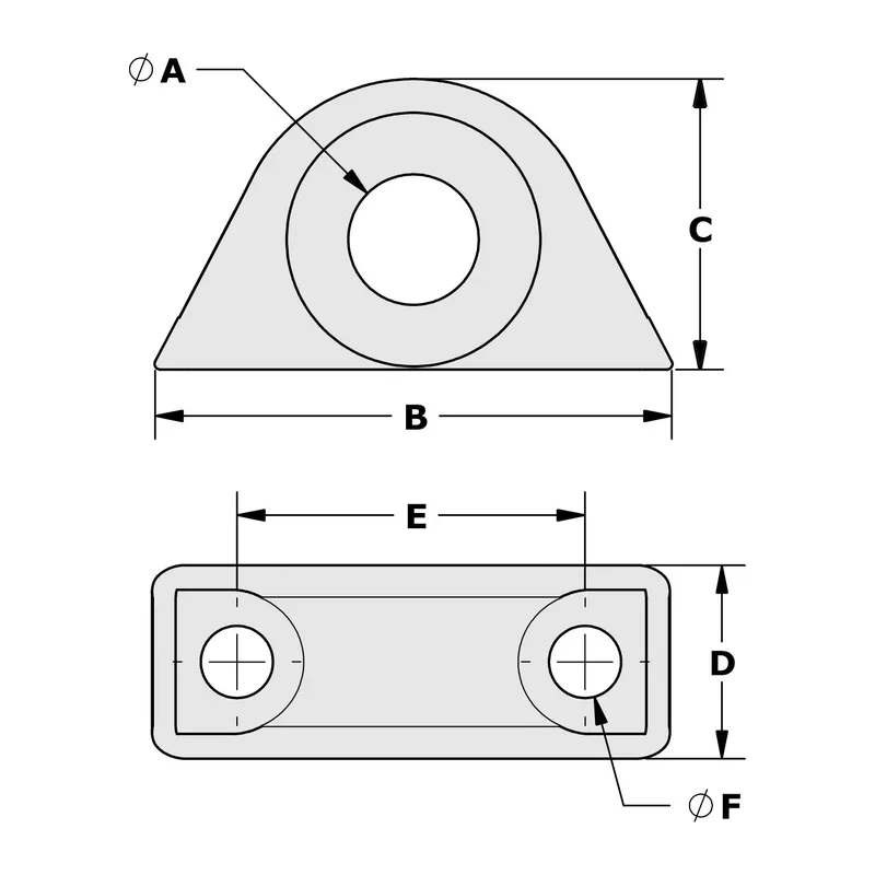 Tylaska TY7016-1 16mm Single Hole Bolt-down Fairlead
