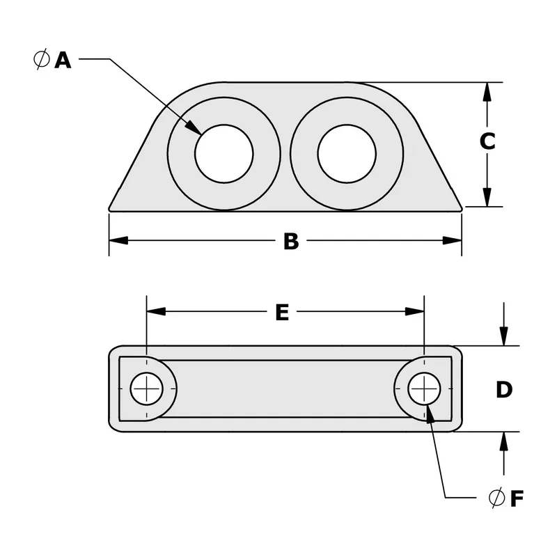 Tylaska TY7012-2 12mm Double Hole Bolt-down Fairlead